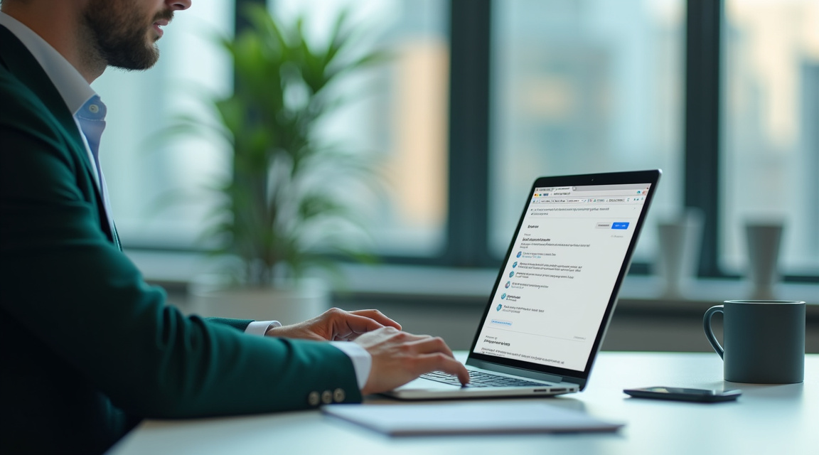 Empresa respondendo de forma profissional a uma avaliação de cliente em um notebook