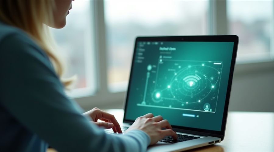 Pessoa lendo uma resposta gerada por inteligência artificial em um notebook