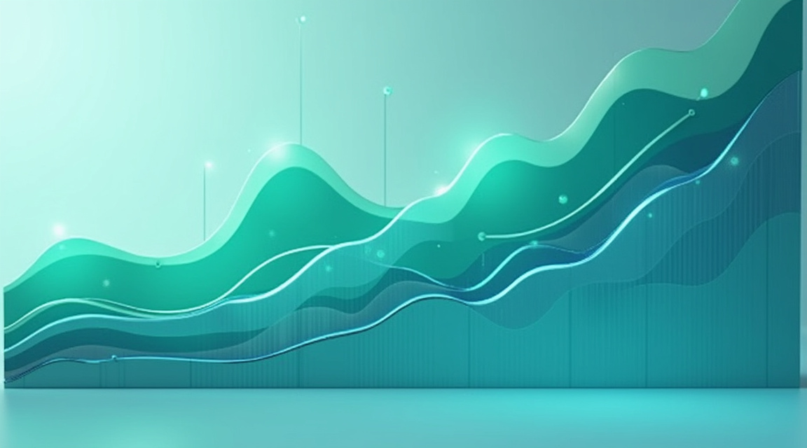 Gráfico mostrando tráfego pago estável e tráfego orgânico crescendo ao longo do tempo